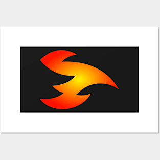 Yellow Flaming Red Abstract Flying Fire Dragon Design Posters and Art